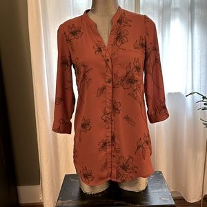 Burnt Orange Button Down Top 🧡